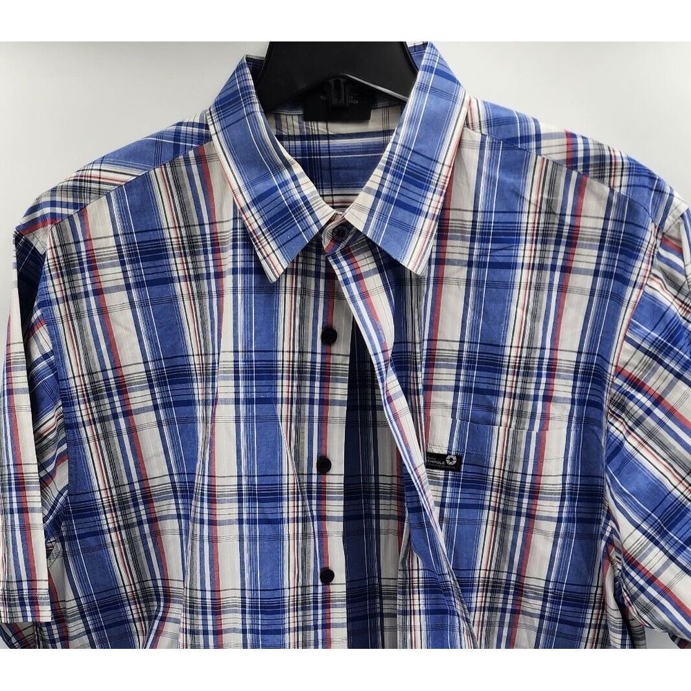 SOUTHPOLE Authentic Collection Blue Red Plaid Short Sleeve Button Down Men's XL